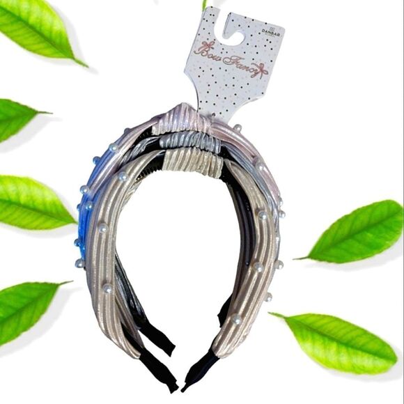 Bow Fancy Set of 3 Pastel Metallic Pearl Embellished Top Knot Headbands NWT - Picture 11 of 13